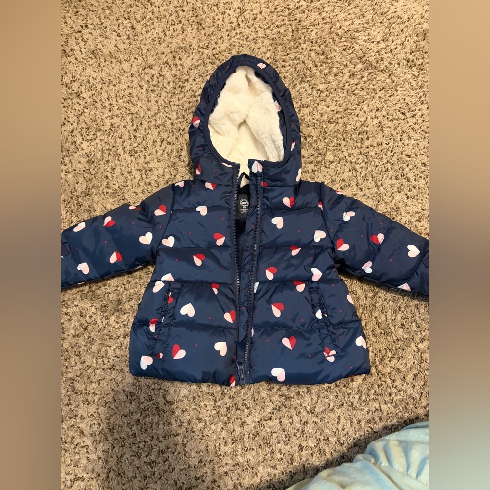 Wonder Nation Blue Heart Print Kids Jacket
